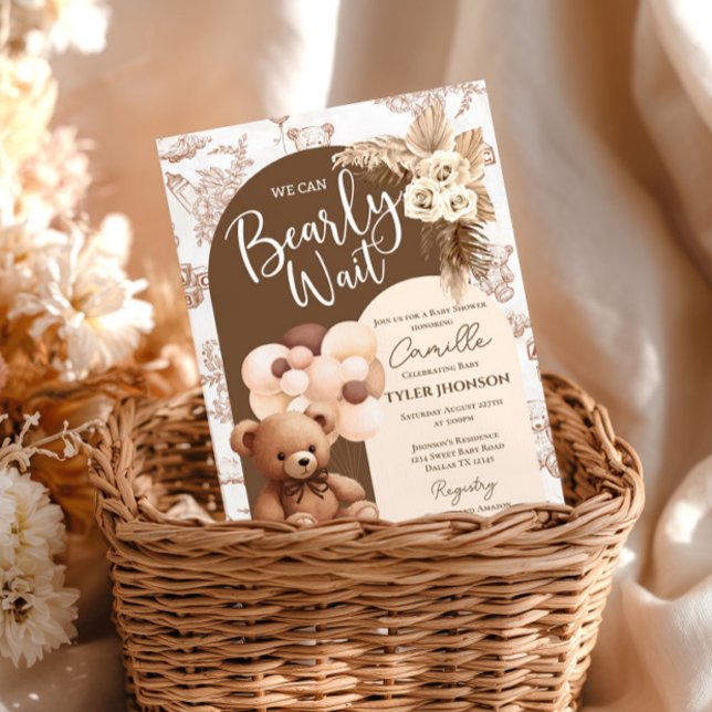 Bear Baby Shower Invitación Globo Azul (Subido por el creador)
