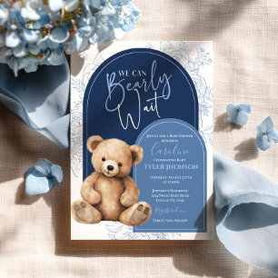 Bear Baby Shower Invitación Globo Azul