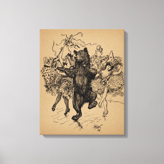 Bear bailando arte de circo vintage (Anverso)
