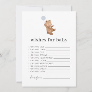 Bear Blue Balloon Wire para la tarjeta de bebé