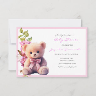 Bear Bow rosa Baby Shower Es un Chica