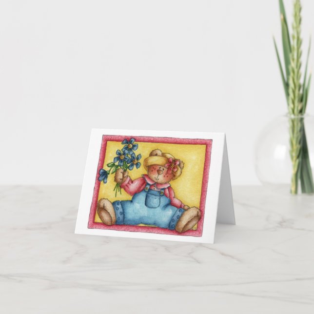 Bear con flores - Tarjeta de nota (Anverso)