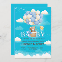 Bear con globos Invitación a Baby Shower