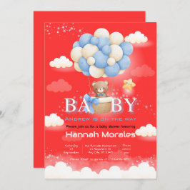 Bear con globos Invitación a Baby Shower