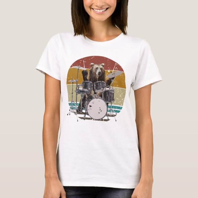 Bear Drummer Tambor Tambores Mujer Camiseta (Anverso)