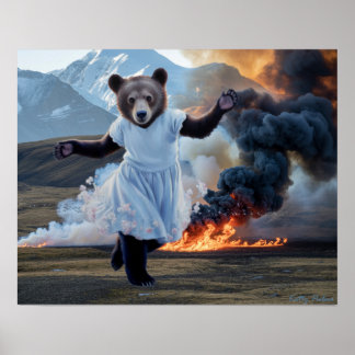 "Bear Fire" Poster de arte Imprimir Katty Pulsar