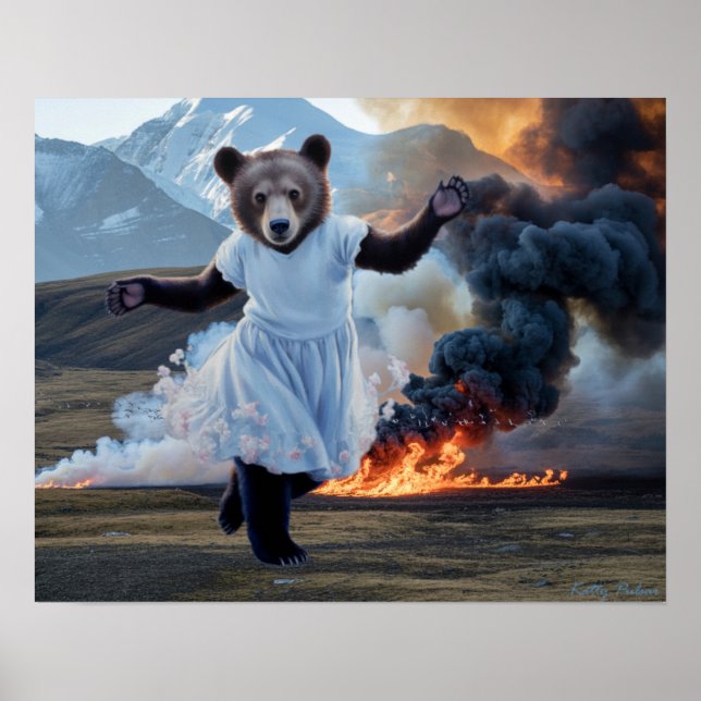"Bear Fire" Poster de arte Imprimir Katty Pulsar (Frente)