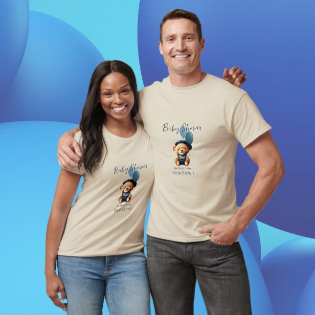 Bear globos Baby Shower camiseta personalizada (Create special themed t-shirts for your baby shower. Use the template to personalize.)