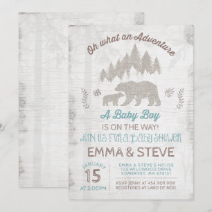 Bear Invitación Baby Shower Boy Adventure Shower