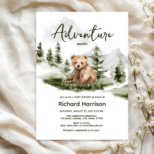 Bear lindo bosque oso bebé invitación a ducha