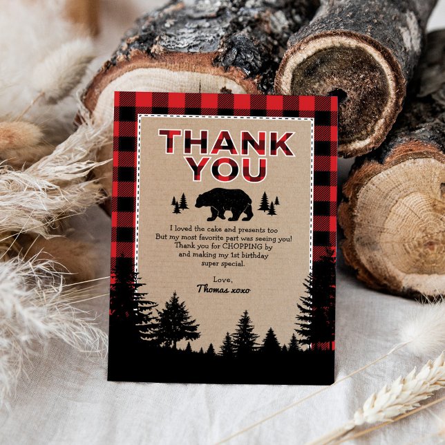 Bear Lumberjack Wild Un Cumpleaños Tarjeta De Grac (Subido por el creador)