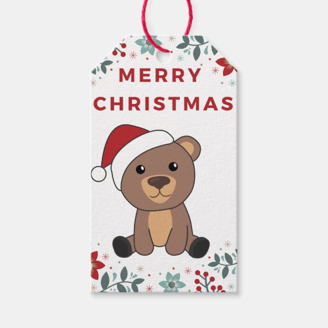 Bear Merry Christmas Winter Animals con etiqueta d (Anverso)
