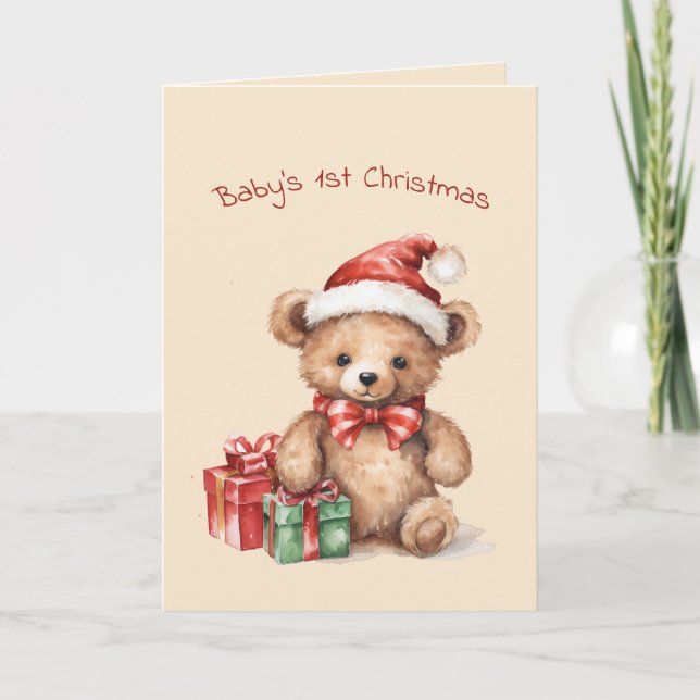 Bear primera tarjeta de felicitación de Navidad (Anverso)