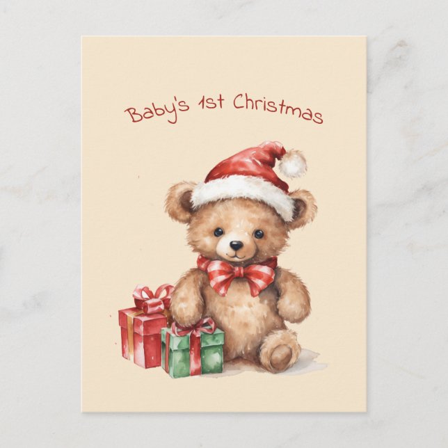 Bear primera tarjeta de felicitación de Navidad (Anverso)