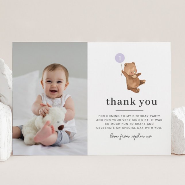 Bear Purple Balloon Foto - Tarjeta de agradecimien (Subido por el creador)