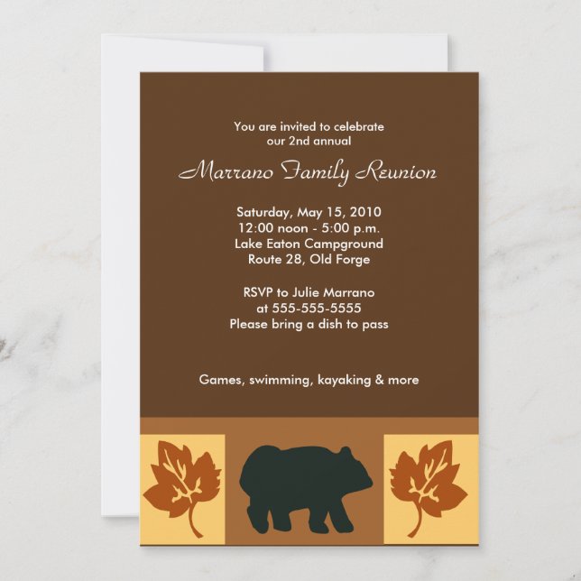 BEAR Rustic Lodge estilo 5x7 Party Invitación (Anverso)