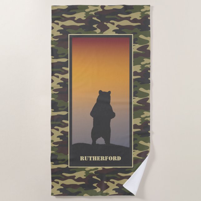 Bear Standing y Camo Beach Toalla (Anverso)