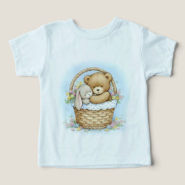 Bear y conejo en una cesta tejida