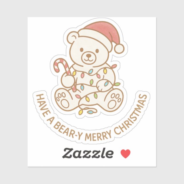 Bear y Merry Christmas Pegatina (Hoja)