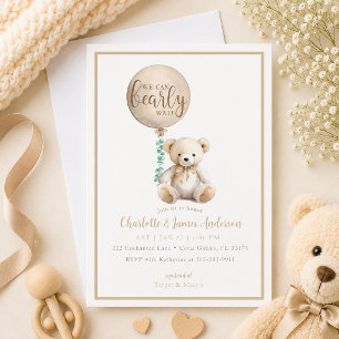 Bearly Wait Brown Teddy Bear Invitación Baby Showe