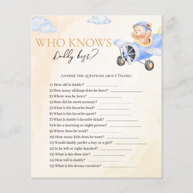 Bearly Wait Quién Conoce a Papi Mejor Tarjeta De J (Anverso)