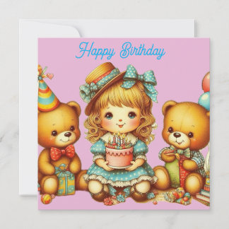 BEARS TEDDY Tarjeta de cumpleaños ~ niño pequeño ~
