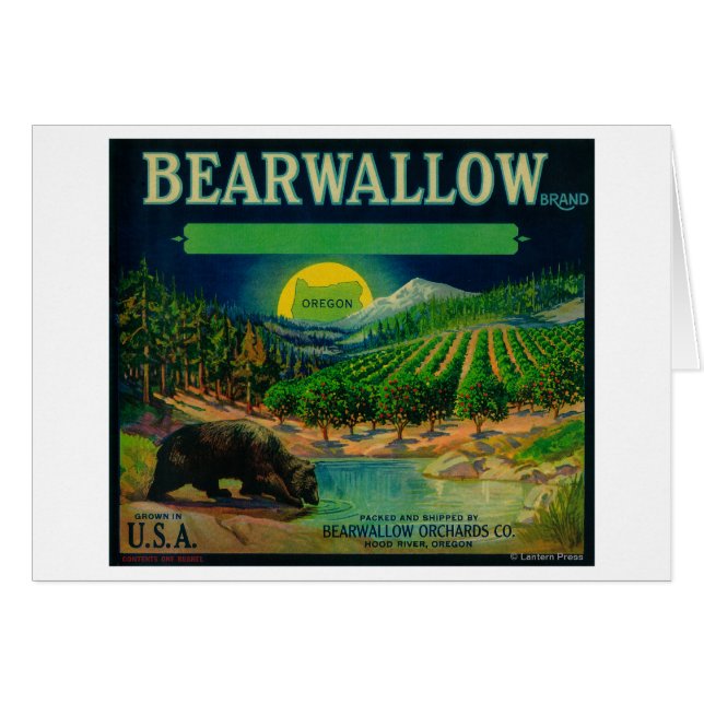 Bearwallow Apple Crate LabelHood River, O (Anverso (Horizontal))