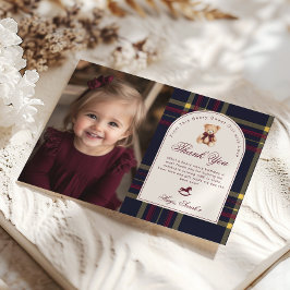 Beary Fun Preppy Chica Primer Cumpleaños Tarjeta d