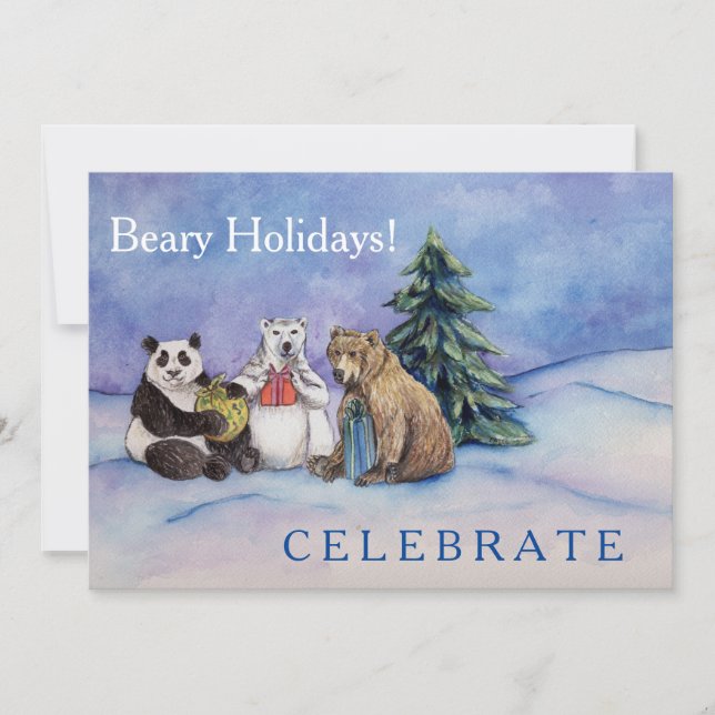 Beary Holidays Personalizado Open House Invitacion (Anverso)