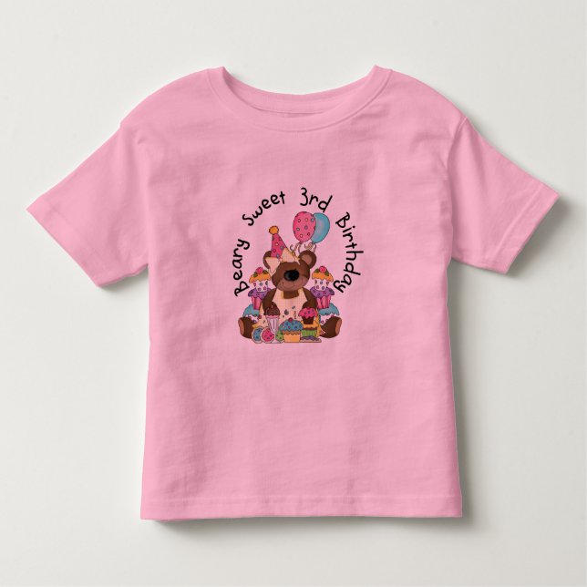 Beary Sweet 3er cumpleaños camisetas y regalos (Anverso)