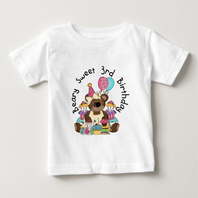 Beary Sweet 3er cumpleaños camisetas y regalos (Anverso)