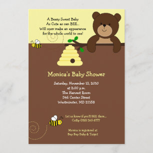 Beary Sweet Bear & Bee Baby Shower Invitación