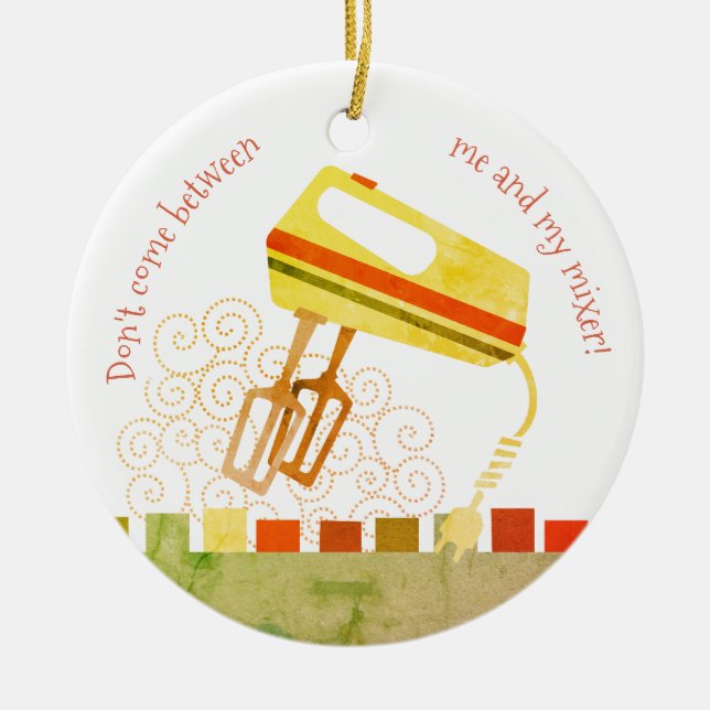 Beaters eléctricos retro horneando adorno navideño (Frente)