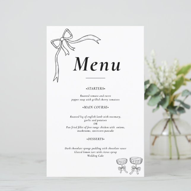 Beatrice Ribbon Boda Menus (Anverso de pie)