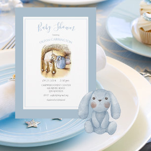 Beatrix Potter Blue Bunny Invitación Baby Shower