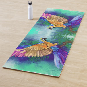 Beautiful Colorful Parrot Yoga Mat