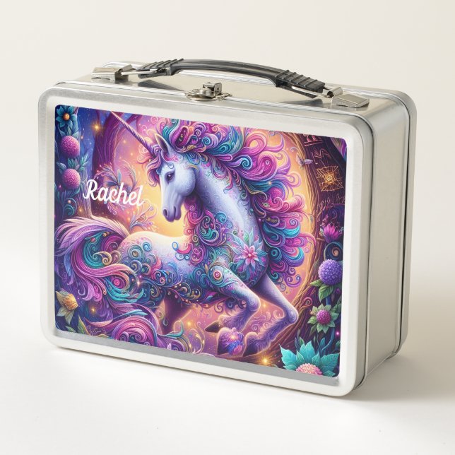 Beautiful Fantasy Unicorn Metal Lunch Box (Anverso)