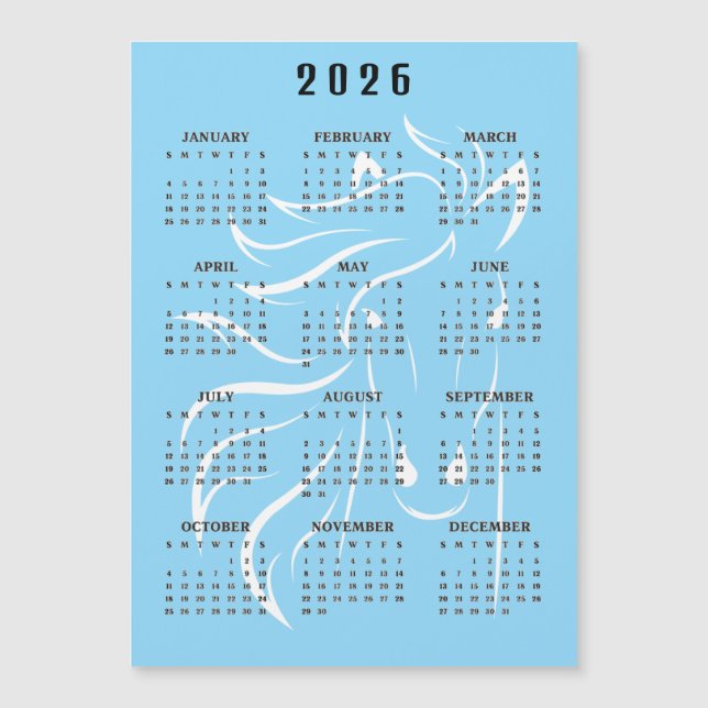 Beautiful Horse Design 2026 Calendar Magnetic Card (Anverso)