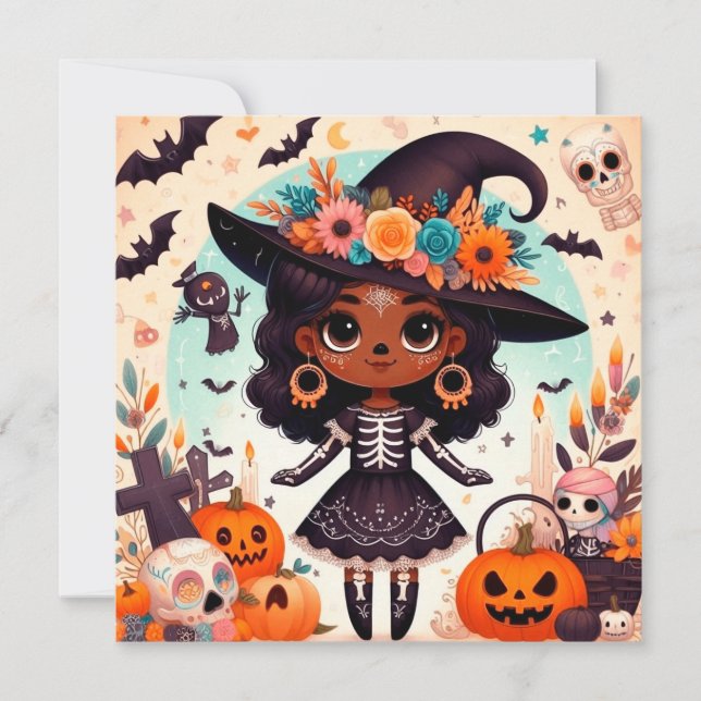 Beautiful little witch halloween party (Anverso)
