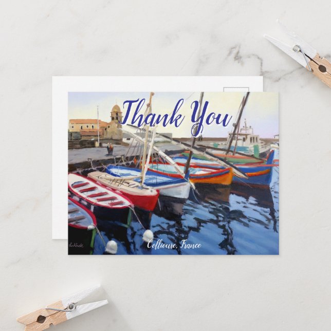 Beautiful Red Orange Blue Green Boats in Collioure (Anverso/Reverso In Situ)