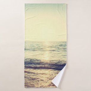 Beautiful Sunset with sea and beach - Vintage and 