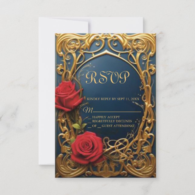 Beauty and the Beast Sweet 16 tarjeta RSVP (Anverso)