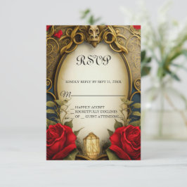 Beauty and the Beast Sweet 16 tarjeta RSVP