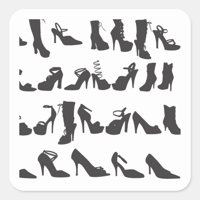 Beauty Fashion Shoes Silhouettes Square Pegatina (Anverso)