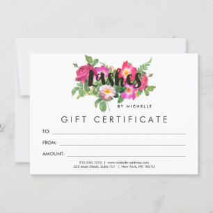 Beauty Florals Lash Extensions Tarjeta de regalo b