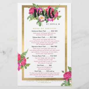 Beauty Florals Nail Salon Price List Service Menú