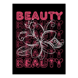 Beauty Flower Line Art Typography Poster