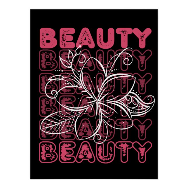 Beauty Flower Line Art Typography Poster (Anverso)