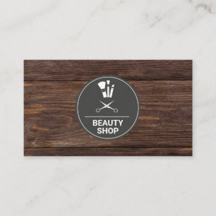 Beauty Shop Wood Monogram Tarjeta de visita
