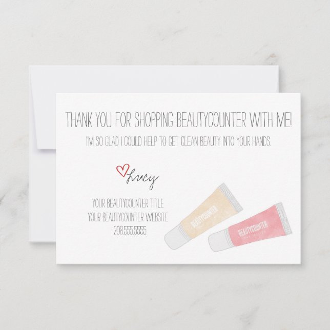 Beautycounter Tarjeta de agradecimiento a los Jell (Anverso)